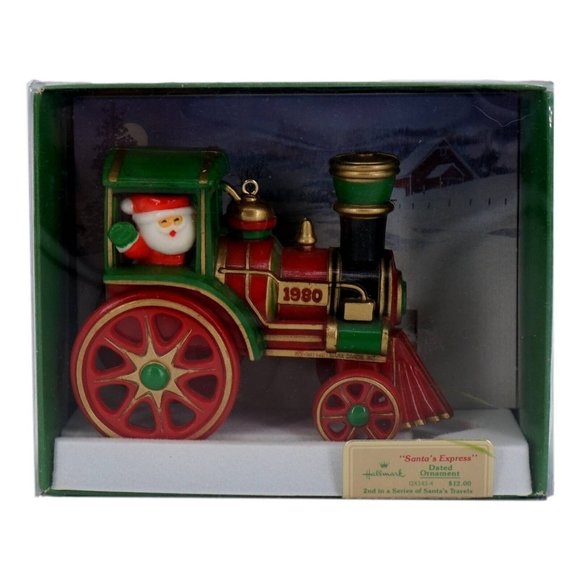 Hallmark 1980 Ornament Santa's Express Holiday Travels Train Locomotive #2 New - Picture 7 of 11